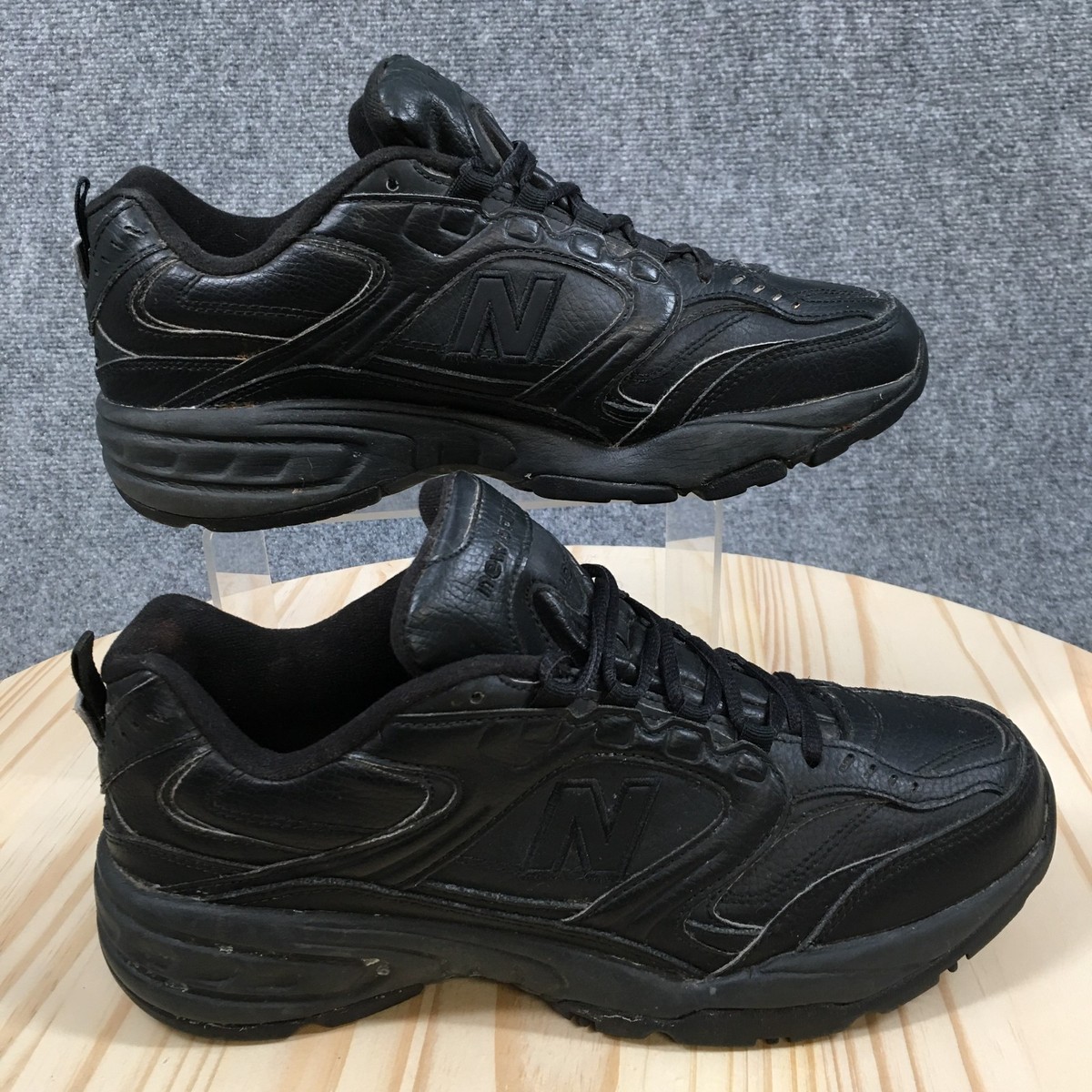 New Balance Mens 9.5 407 Black Leather Walking Shoes Comfort