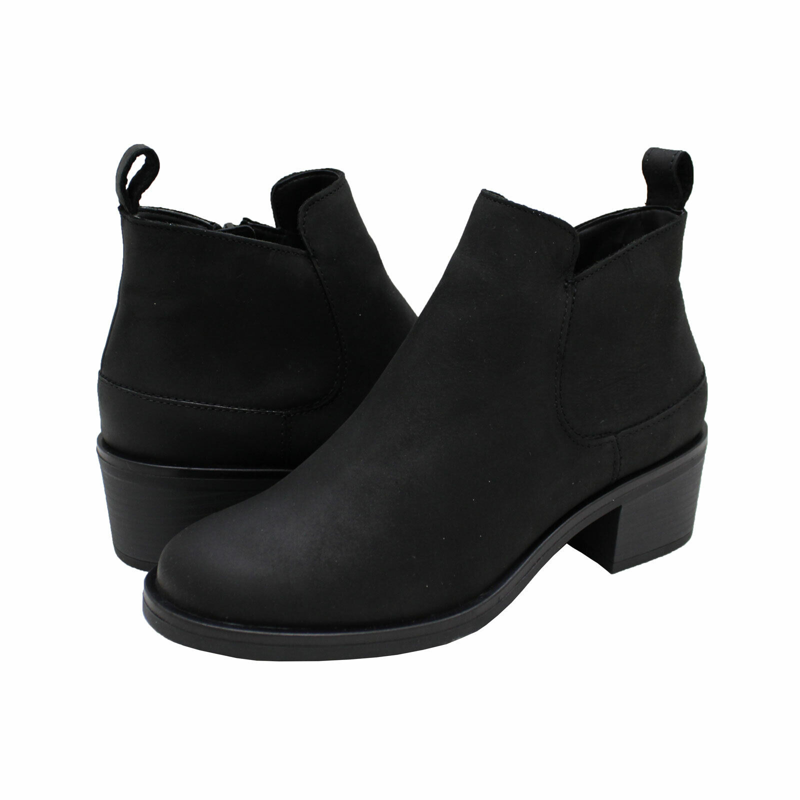 Women&#039;s Shoes Clarks MEMI ZIP Block Heel 61654 BLACK LEATHER | eBay