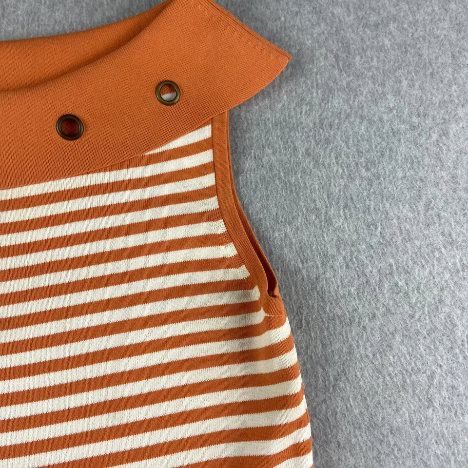 Топ женский Joseph A большой L оранжевый белый в полоску вырез лодочка без рукавов морской - Изображение 4 из 4