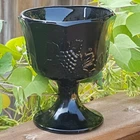 Black Milk Glass Planter Bowl with Grape Design, Westmoreland Paneled Grape