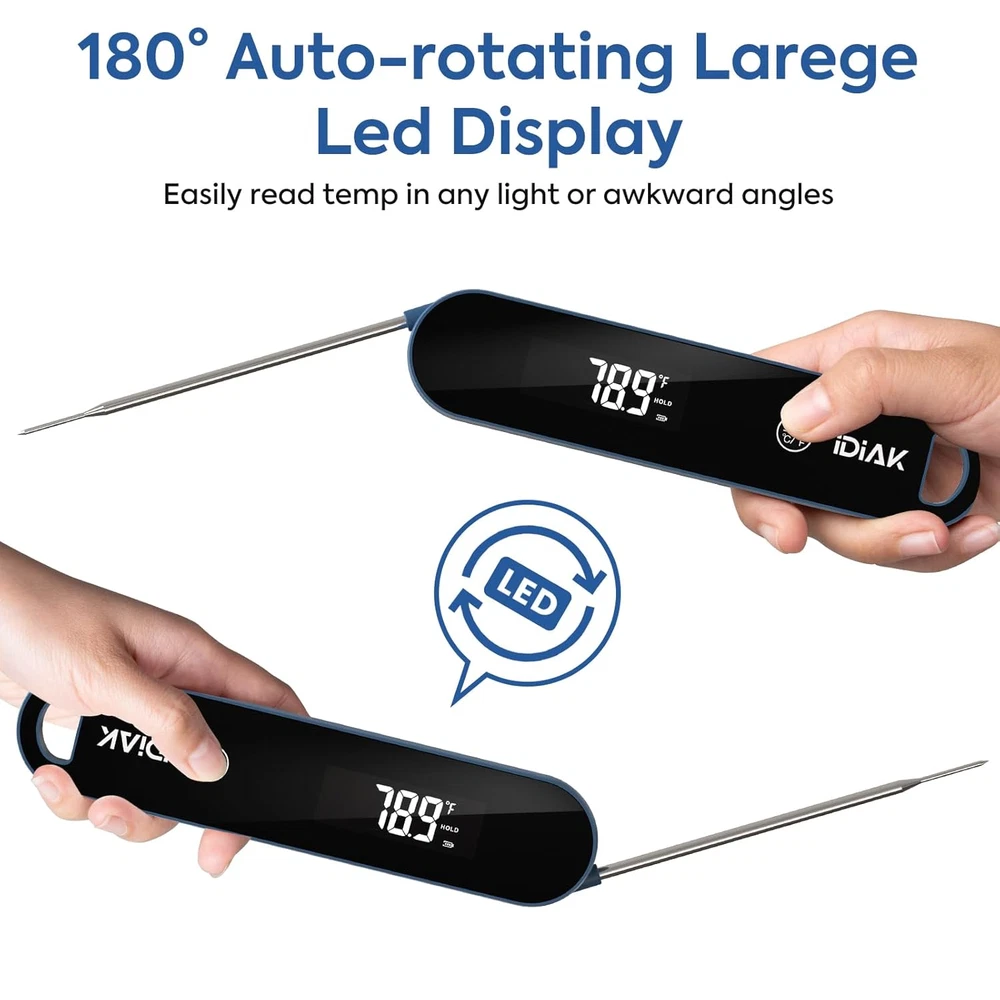 Meat Thermometer Digital, Instant Read Meat Thermometer with OLED Display,Ip67 W