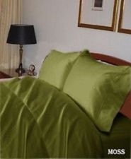 Moss Solid / Plain King Size Sheet Set 1000 Thread Count 100 Egyptian Cotton