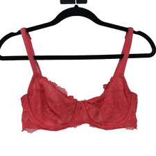 VICTORIA'S SECRET Body by Victoria Unlined Demi Bra 34D Underwire Lace Hot Pink