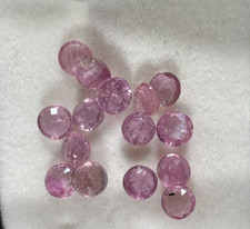 Sapphire Pink Gemstone 4.8 ct 15 in lot Sri Lanka, faceted round AAA, fluoresces