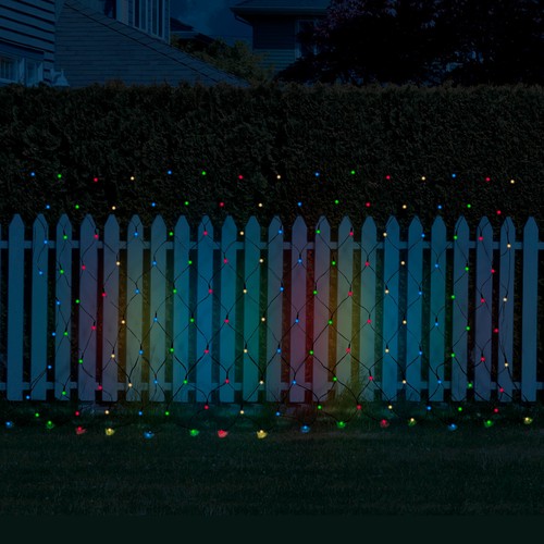 SOLAR LED Pack #1 MultiColour Net Icicles Garden Path Outdoor Christmas Lights - Picture 3 of 6