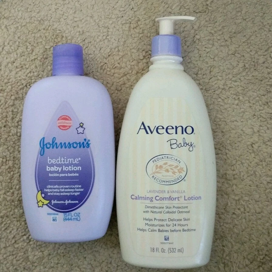 Aveeno Baby Calming Comfort & Johnson's 15oz bedtime Moisturizing Lotion,18 OZ