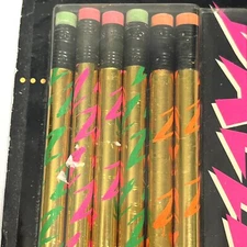 Empire Berol Pencils 6 Dazzlers Gold Neon Pink Green Orange Black Lead Vintage