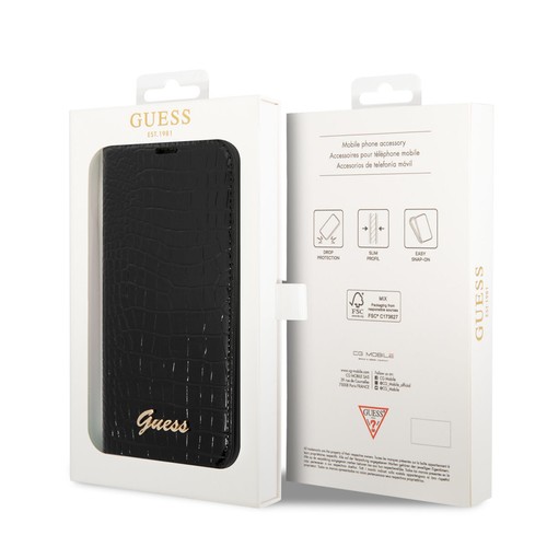 Guess iPhone 14 Plus Case - Croco - 3 Card Slots - Black - Picture 6 of 6
