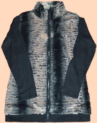 JAMIE GRIES COZY CHIC COLLECTION WINTER'S NIGHT FAUX FUR SWEATER JACKET M or L