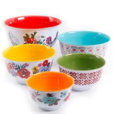 Pioneer Woman Nesting Mixing Bowl W/Lid 10Pc Set Country Garden Floral Melamine