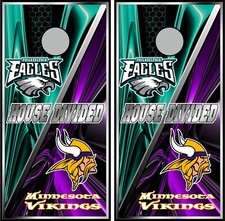 eagles vikings house divided 0456 cornhole board vinyl wraps