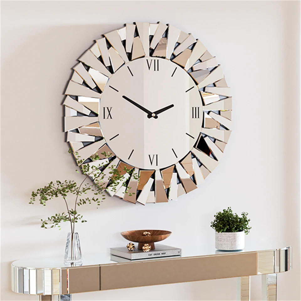 Large Wall Clock with Mirror Finishing Wall Decor Mirror Clock Anti-deformation - Image 2 of 4