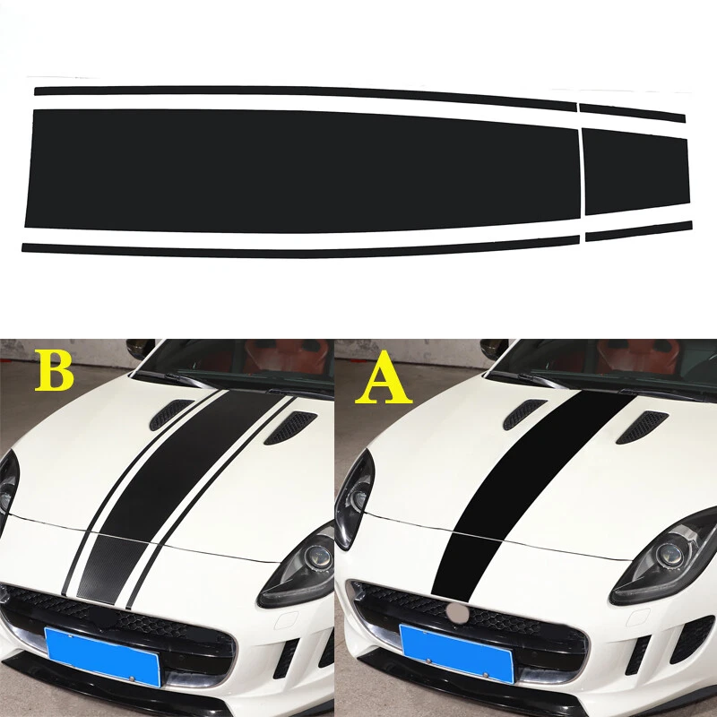 Black Racing Hood Stripes Decal Vinyl Stickers Fit For Jaguar F-TYPE 2013-2022 — 第 3/4 张图片