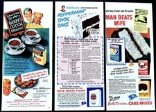 Betty Crocker ad vintage 1950 Bakers Cocoa cake flour 3 original advertisement