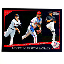 Tim Lincecum Dan Haren Johan Santana 2009 Topps Wal-Mart Black Card #259