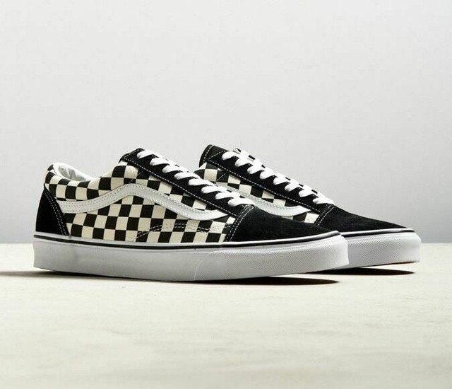 vans old skool black & white checkered platform skate shoes