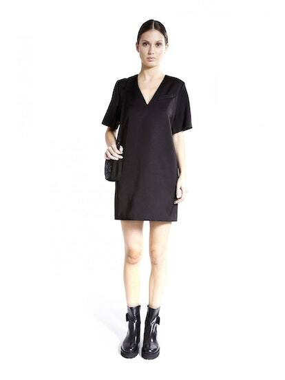 T Alexander Wang Black V Neck Short Sleeve Mini Shift Dress