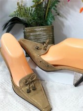Donald J Pliner "Lona" Gold Metallic Pointed Square Toe Slides Mules w Heels 8M