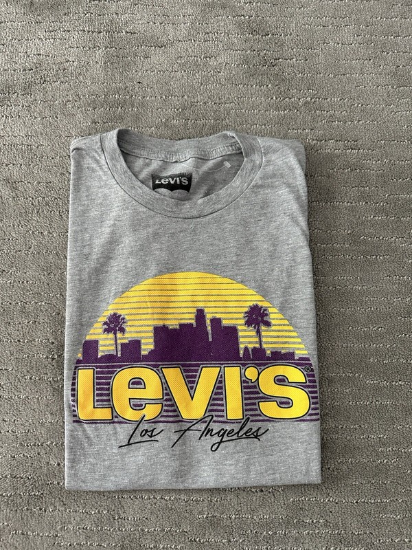 NWOT  Levi's T-Shirt Men's Medium Gray Graphic Los Angeles City Sun Short Sleeve