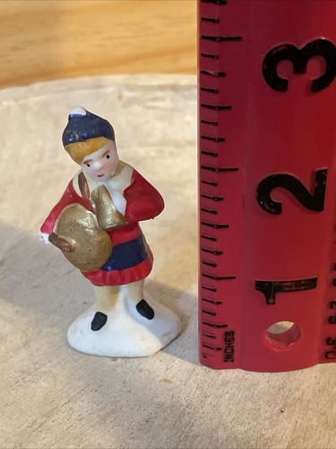 Vintage Lemax Boy In Red Playing Instrument Christmas Nativity Set Figure - Picture 5 of 5