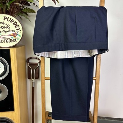 Huntsman & Sons Savile Row (34Wx27L) BESPOKE Pleated Trousers Handmade Short Leg