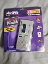 Vintage Memorex Micro Cassette Recorder MB2180s Silver 2 Speed Tape Counter NEW