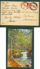 Denmark. 1920  Postcard. Copenh. 1+2 Ore+ 7 Ore King. Fall, Forest, Creek. Adr.