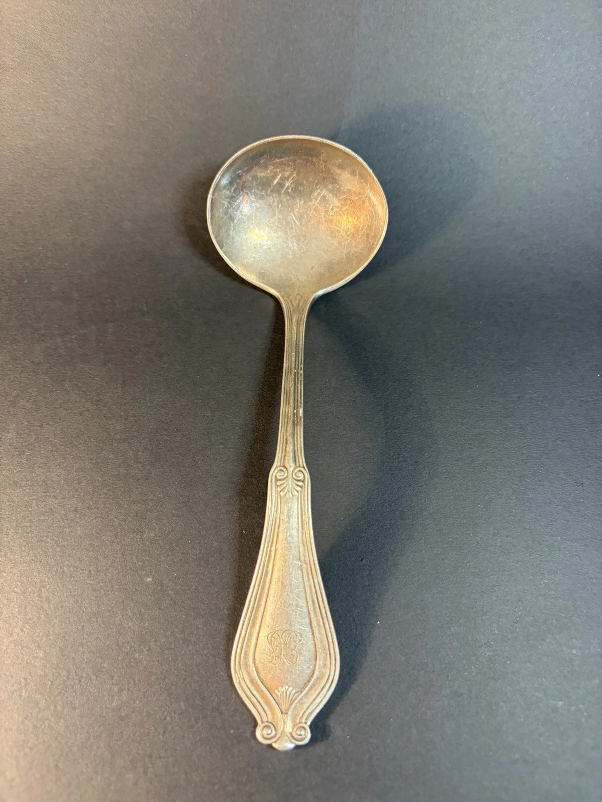 Antique Tiffany & Co Silverplate Whittier Soup Punch Ladle Monogrammed 1907