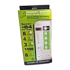 Energy Saving Smart Surge Protector 1050 Joules 8 Outlets 6' Power of Niagara 