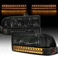Fit 1998-2004 Chevy S10 Blazer Pickup Smoke Headlights Lampsled Bumper Lamps Fit 1998-2004 Chevy S10 Blazer Pickup Smoke Headlights Lampsled Bumper Lamps