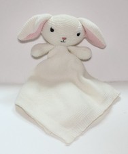 Modern Baby Knit Bunny Security Blanket Cream Plush Lovey