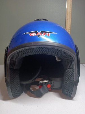 VCAN Model #611 Size Medium FMVSS 218 DOT Motorcycle ATV Retro Helmet Blue