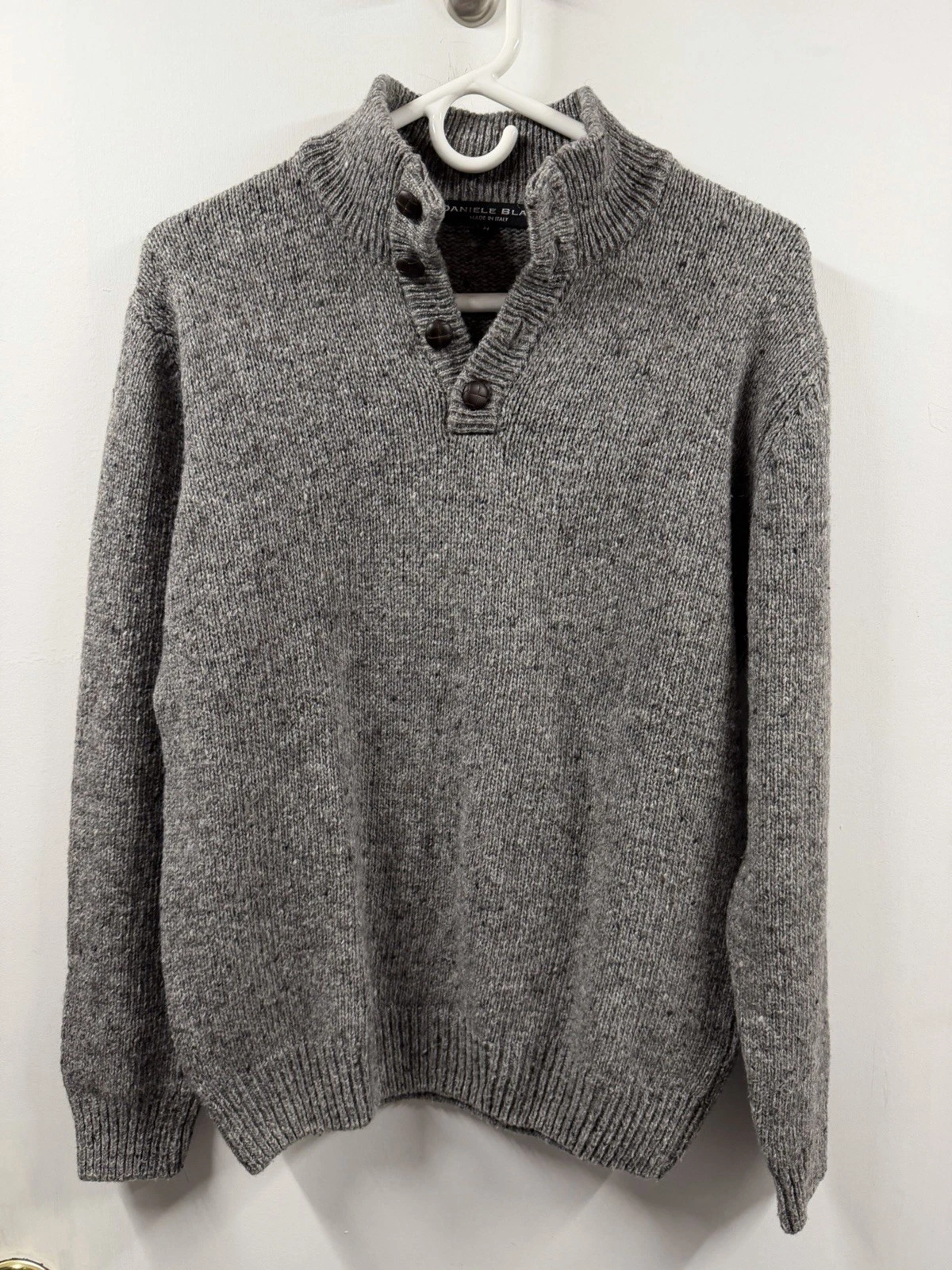Daniele Blasi Sweater Mens M Gray Wool Blend Button Henley Italy Grandpacore