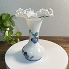 Vintage Uranium 8” Vase Custard Glass Vase Bohemian