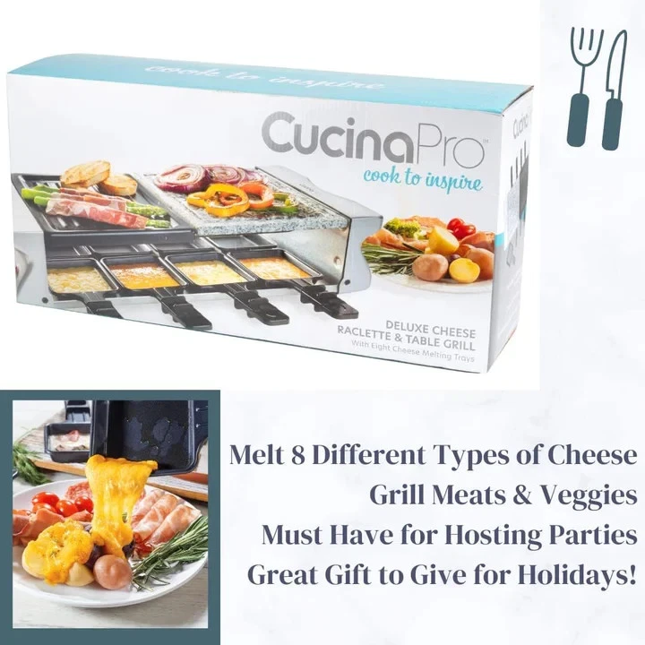 Cucina Pro 豪华奶酪赛车桌烤架 带不粘烧烤架 全新带盒! — 第 3/4 张图片