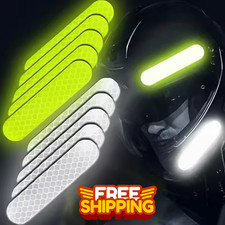 10 pcs Reflective Helmet Stickers Night Safety Strips for Bike/Moto/Car