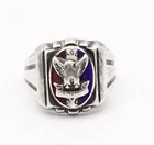 Vintage Sterling Silver Enamel BSA Eagle Scout Ring Size 8 Men's Broken Band