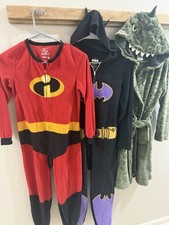 Lot Boys incredibles, Batman Hoodie Pajamas  Dinosaur Robe Size 10/12