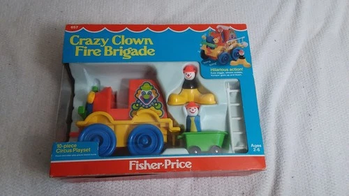 Vintage Sealed 1983 Fisher Price 657 Crazy Clown Fire Brigade Little People NOS