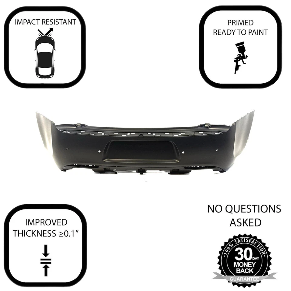 Cubierta de parachoques trasero para Chrysler 300 2015-2018 con orificios de estacionamiento imprimados CH1100A00 Foto 3 de 4