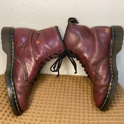 Dr Martens 1460 Cherry Red Leather Lace Up Boots Womens US Sz 8