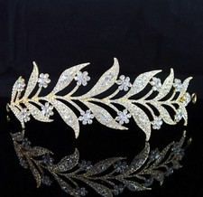 Floral Crystal Rhinestone Bridal Headband Headpiece Jewelry Tiara Prom Gold T81g
