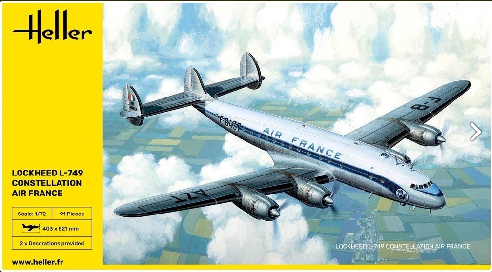 Heller 80310 1:72nd scale L-749 Constellation Air France / Trans World Airlines
