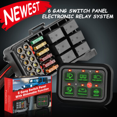 6-Gang Switch Panel Electronic Circuit Control System For LED Work Light Bar Pod