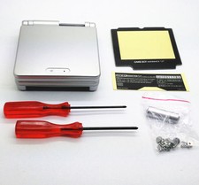 GBA SP Game Boy Advance SP Replacement Housing Shell Screen Lens Platinum Silver