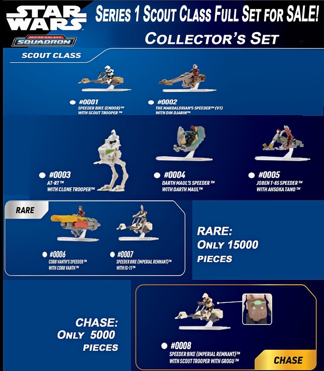 Full Set. 8 Star Wars Micro Galaxy Squadron Mystery Series 1 Full Set. 8 Star Wars Micro Galaxy Squadron Mystery Series 1