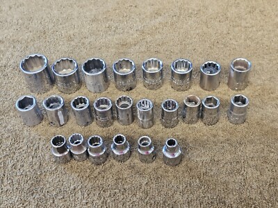 24 Proto Professional Socket 3/8'' Drive Set Sae 7/8 7/16 3/4 9/16 5/16 1/4'' 5228