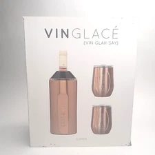 Vinglace Copper Wine Chiller Gift Set Portable Vacuum Sealed Double Insulated