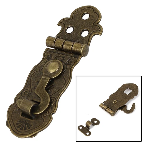 2x Rustikales Kofferschloss Truhe Kastenverschluss Haspelriegel Vintage Stil Bronzefarben HEISS - Bild 3 von 11