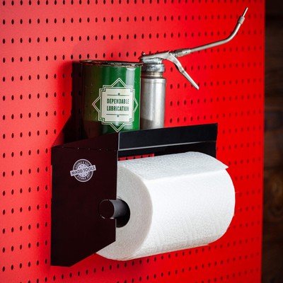 Peg Board Paper Towel Holder with Pegboard Shelf | Pegboard Accessory Kit wit...